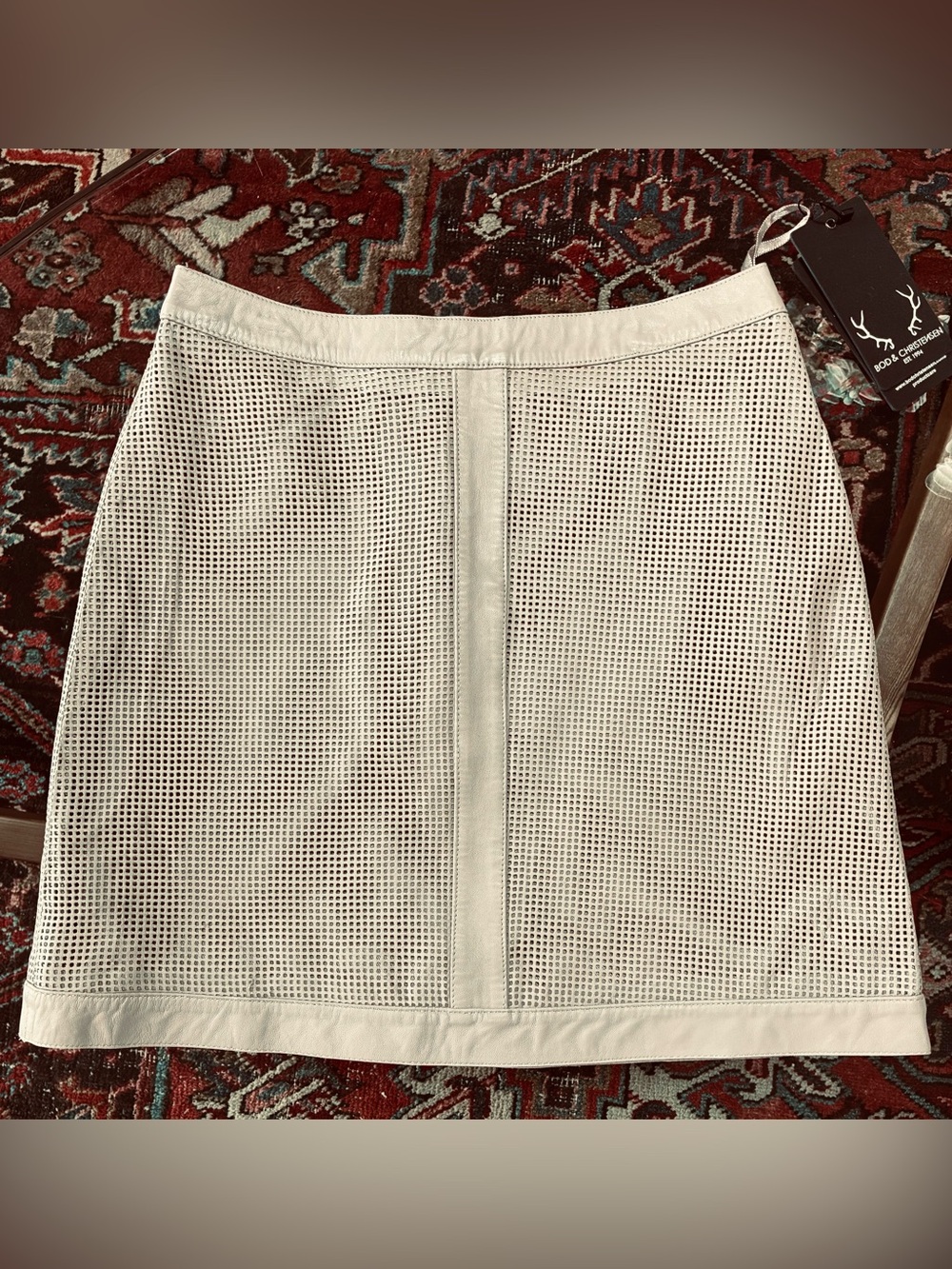 Bod & Christensen Leather Mini Skirt Beige new with tags Style Didi Color Salt